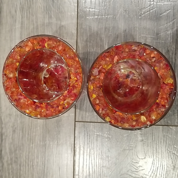 Accents Set Of Cracked Glass Votive Candle Holders Good Condition